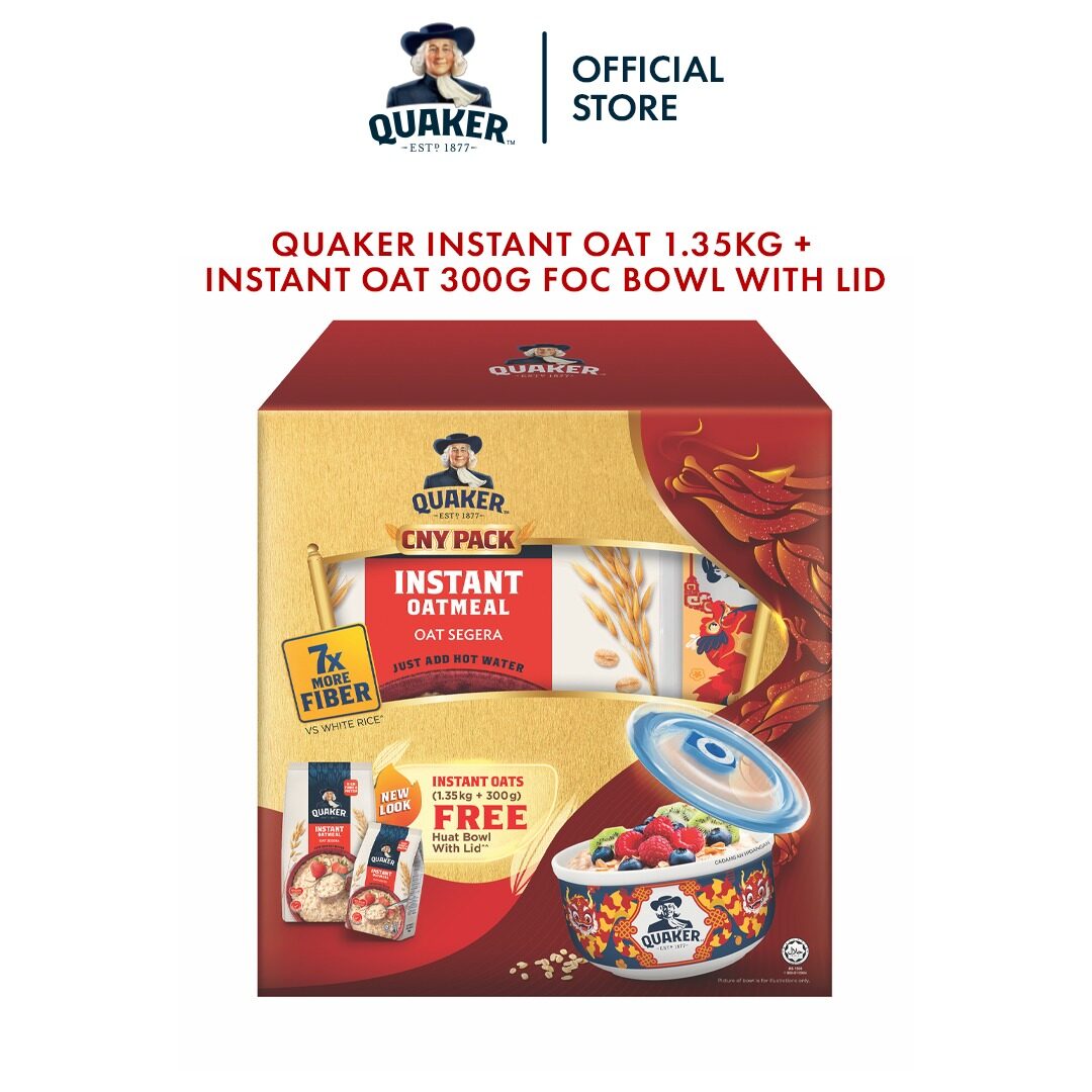 Quaker Instant Oat 1.35kg + Instant Oat 300g FOC Bowl with Lid
