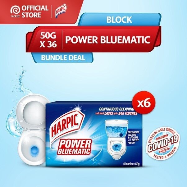 Harpic Power Bluematic Toilet In-Cistern Block Cleaner (50g x 36)