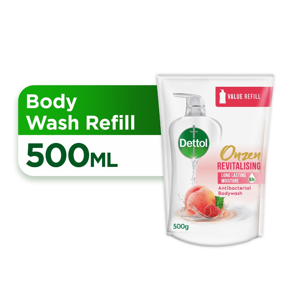 Dettol Onzen Shower Gel/Antibacterial Body Wash Onzen Refill Pouch 500ml (Revitalising)