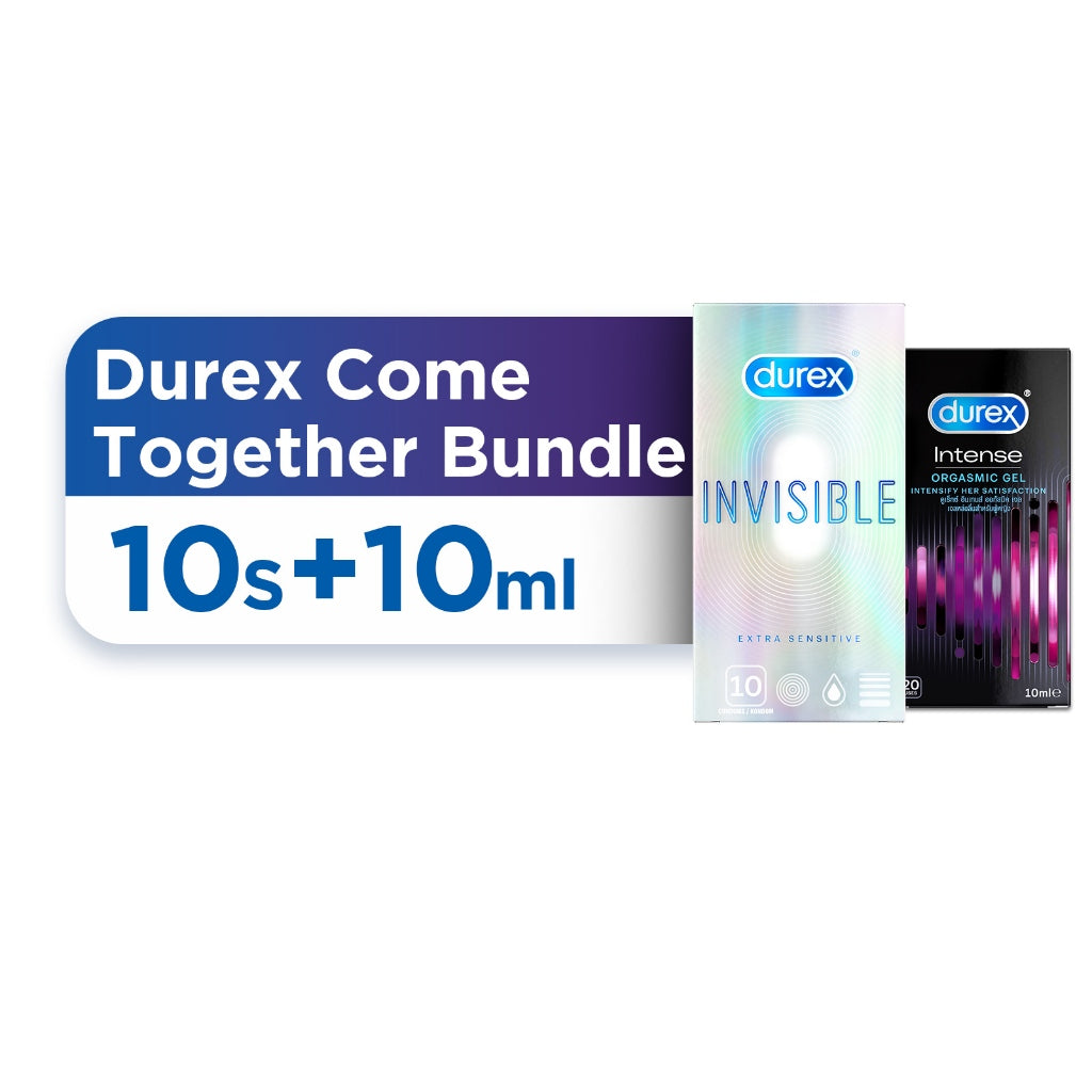 Durex Come Together Bundle - Invisible Extra Sensitive Condom 10s + Intense Orgasmic Lube Lubricant Gel 10ml