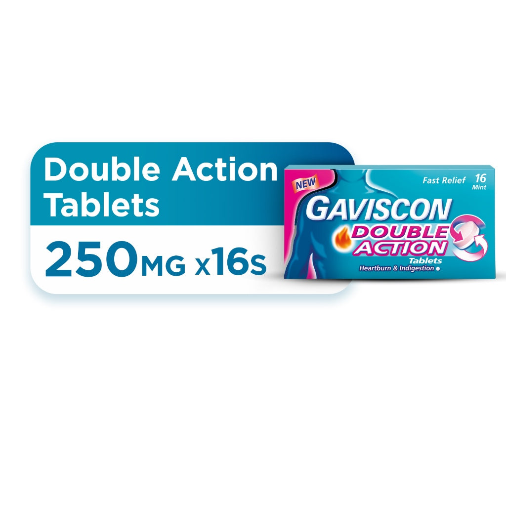 Gaviscon Double Action Tablet 250mg x 16s (Fast relief from heartburn & indigestion)