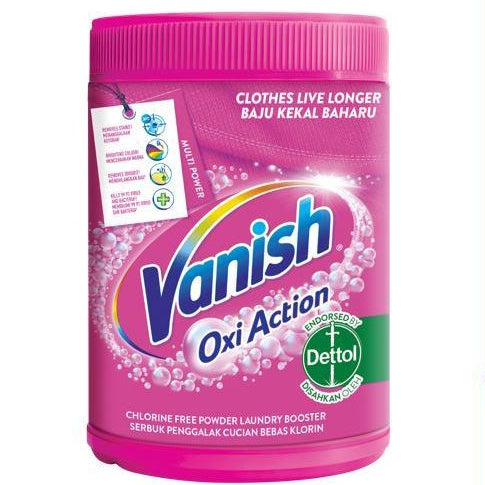 Vanish Fabric Clothes OxiAction Stain Remover Pink Powder Tub (900g)