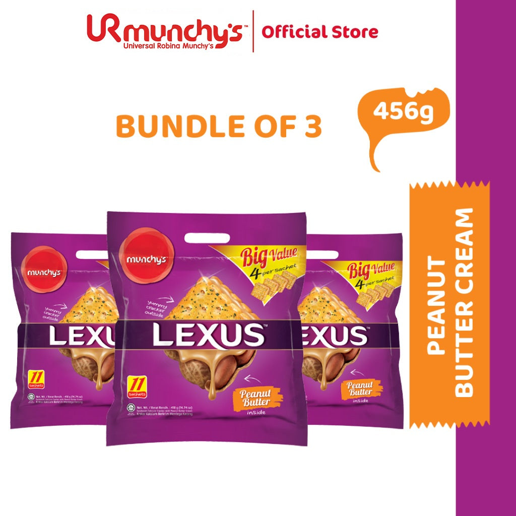 Munchy's LEXUS Peanut Butter Cream Sandwich Biscuit 456g x 3