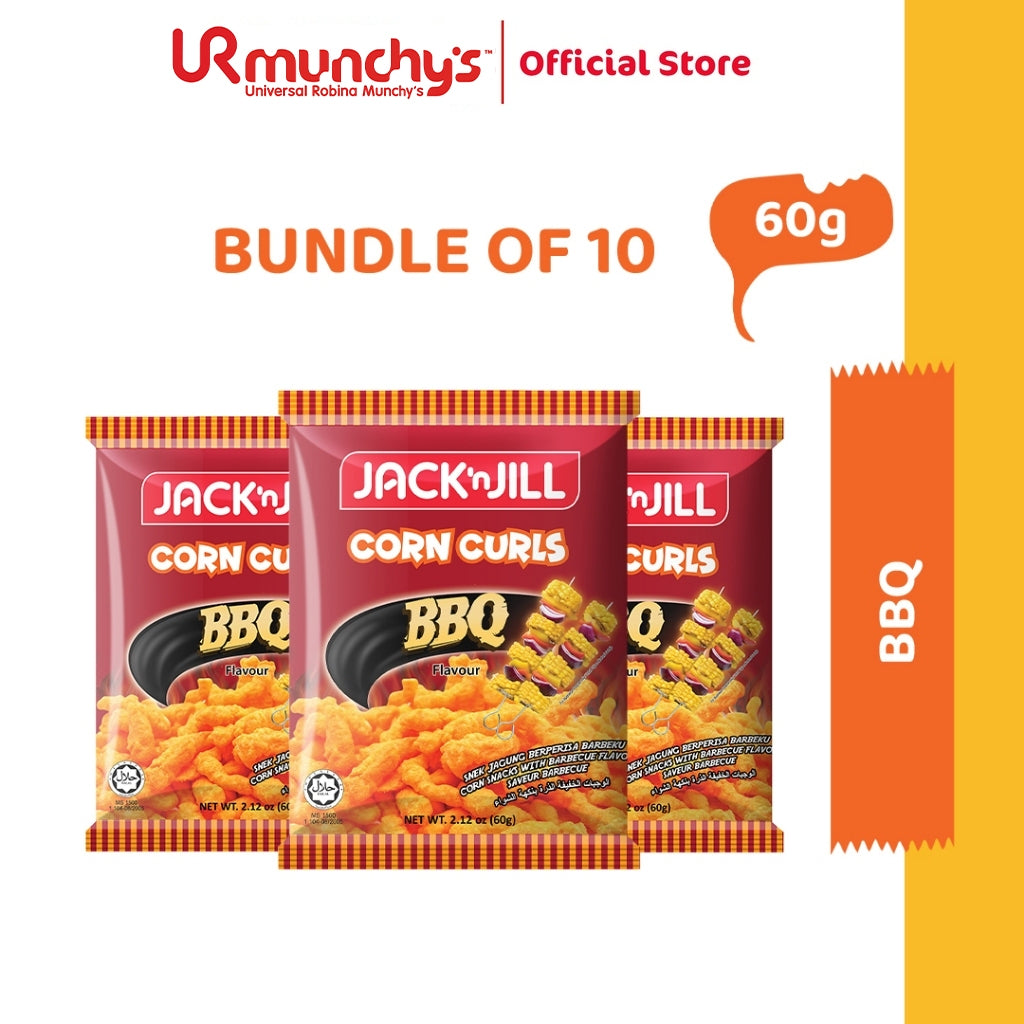 Jack ‘n Jill Corn Curls - BBQ 60g x 10