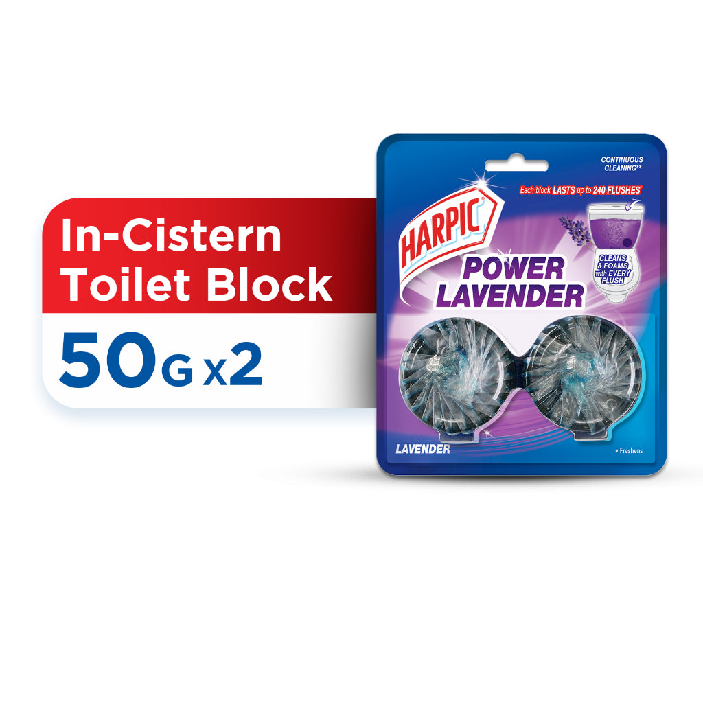 Harpic Power Flushmatic Lavender In-Cistern Toilet Block (50g x 2)