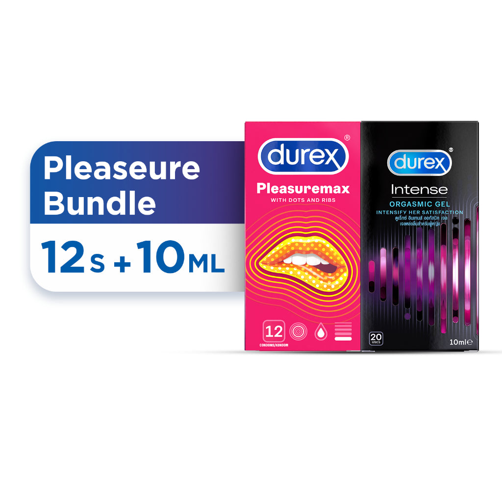 Durex Pleasure Bundle - Pleasuremax Condom 12s + Intense Orgasmic Lube Lubricant Gel 10ml