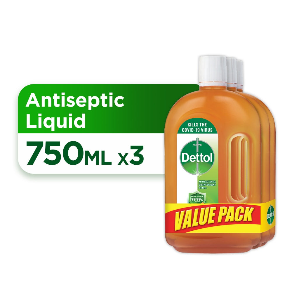 Dettol Antiseptic Brown Liquid (ASL) 750ml x3 Value Pack
