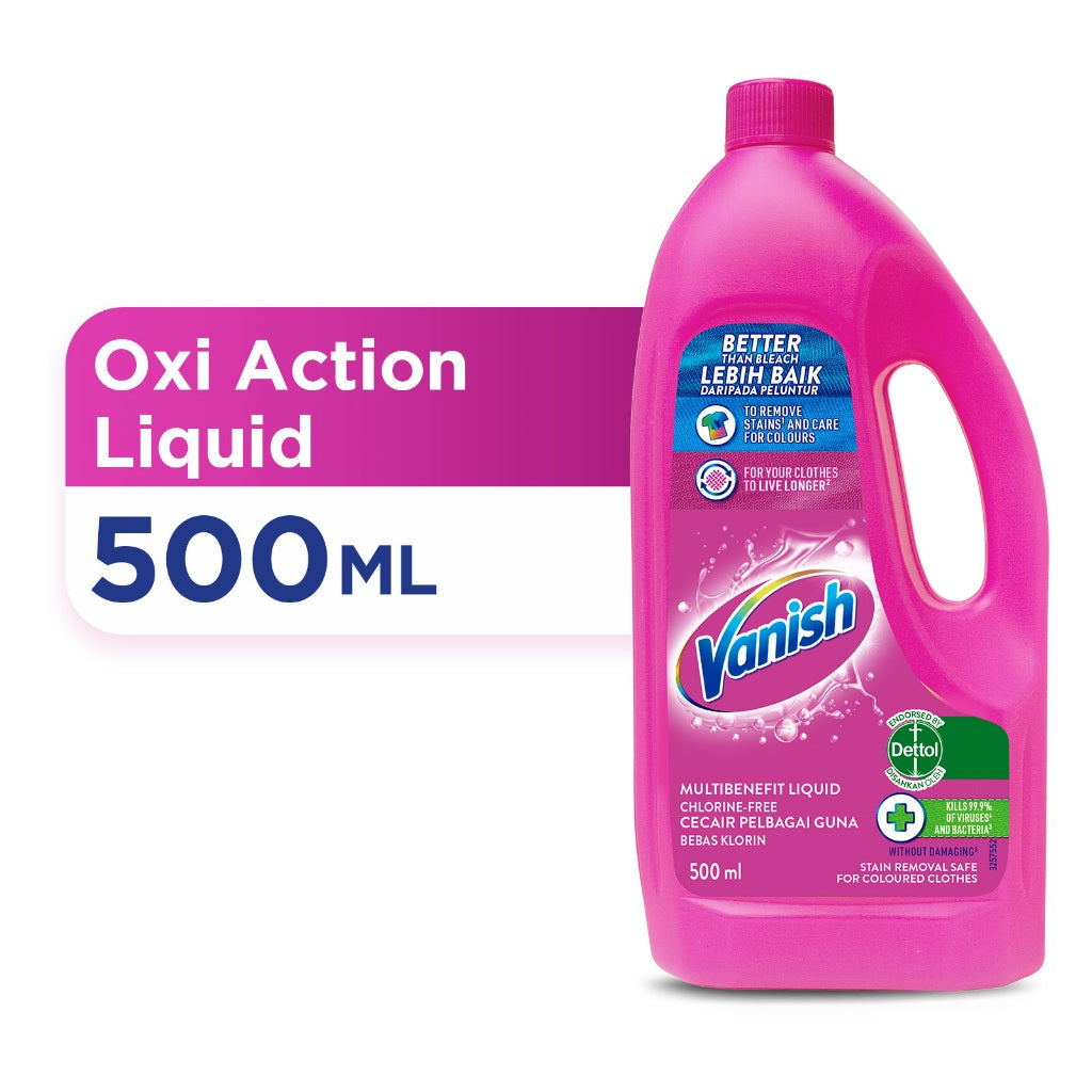Vanish Fabric Clothes Oxi Action Stain Remover Pink Liquid 500ml
