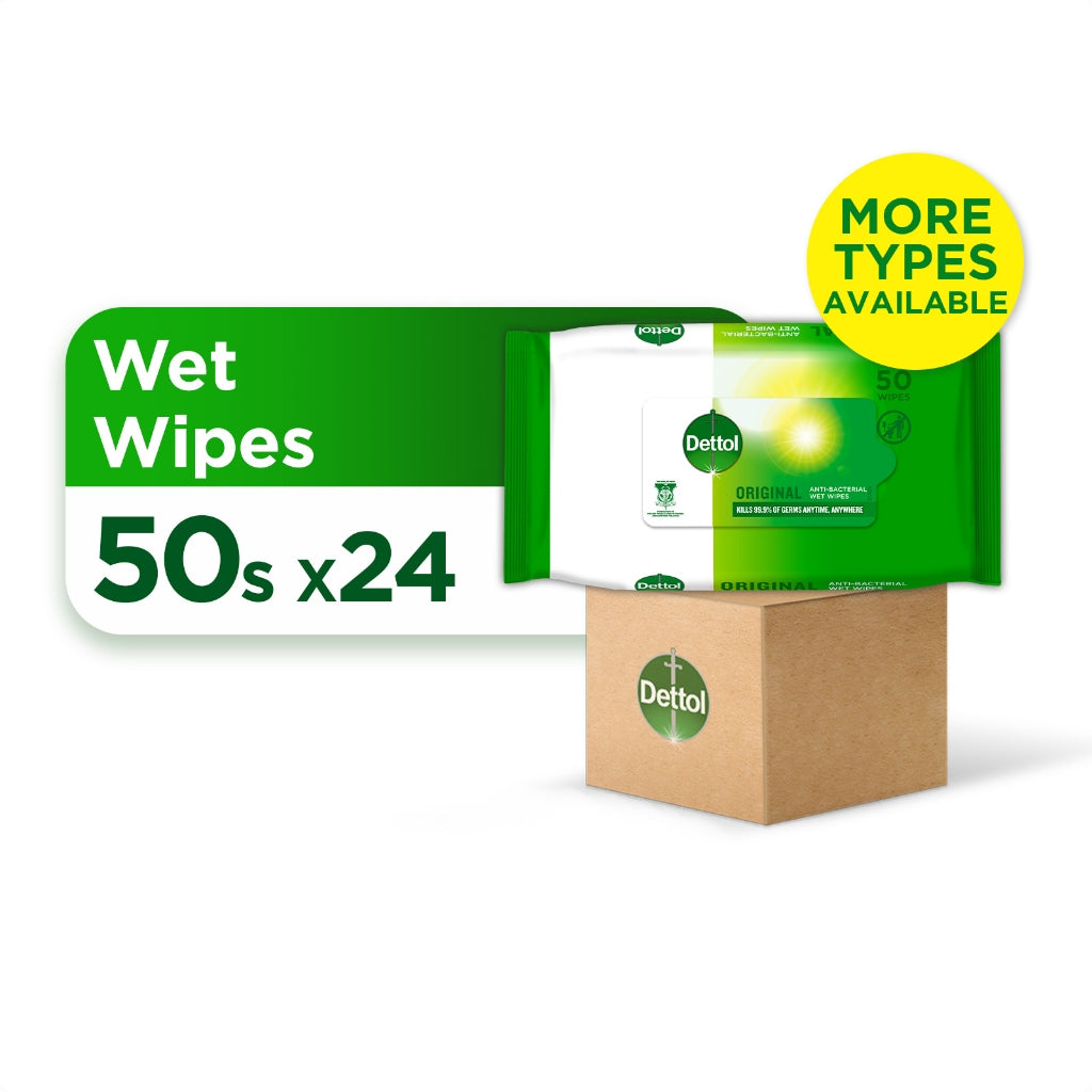 (Carton Deal) Dettol Antibacterial Wet Wipes/Wet Tissue 50s x24 (Original)