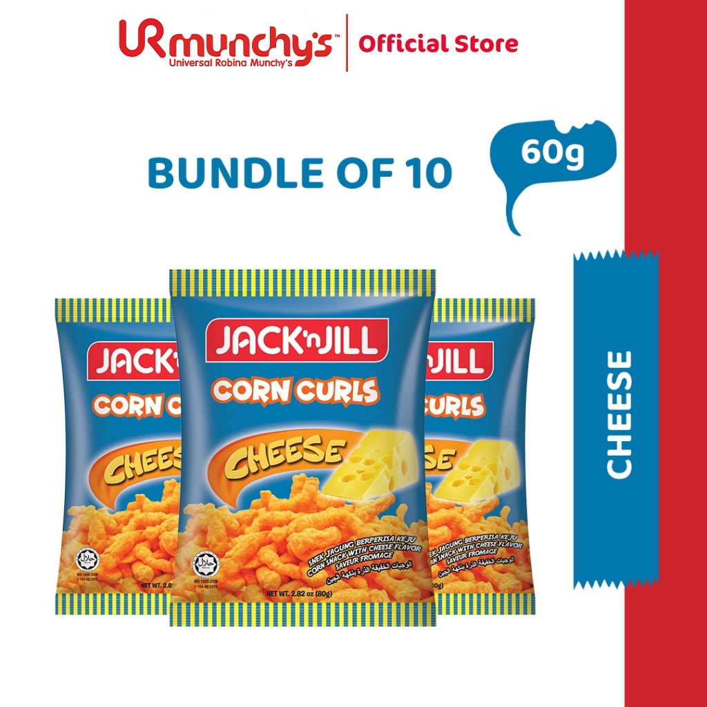 Jack ‘n Jill Corn Curls - Cheese 60g x 10