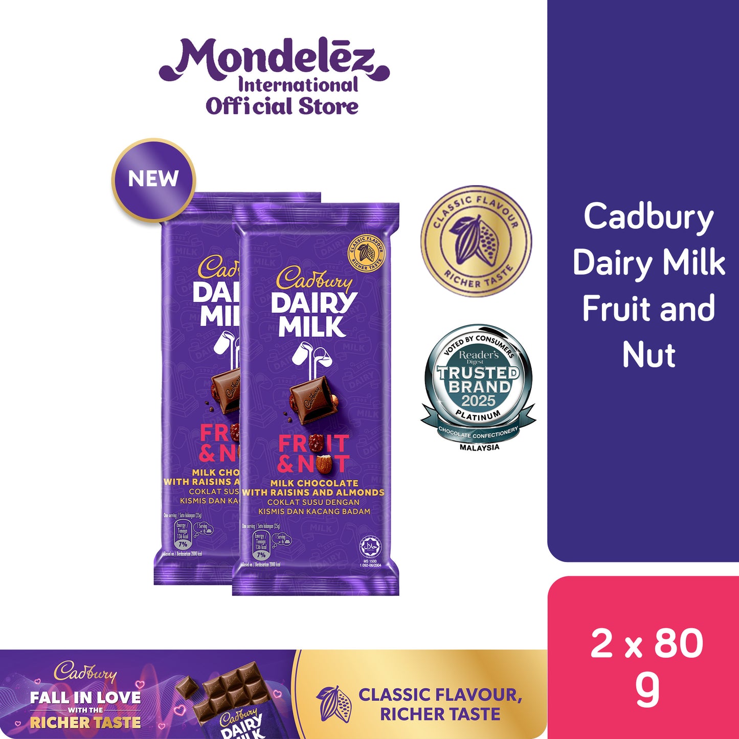 [CARTON DEAL] CDM FRUIT & NUT 6X12X80G (6 X 12 X 90G)