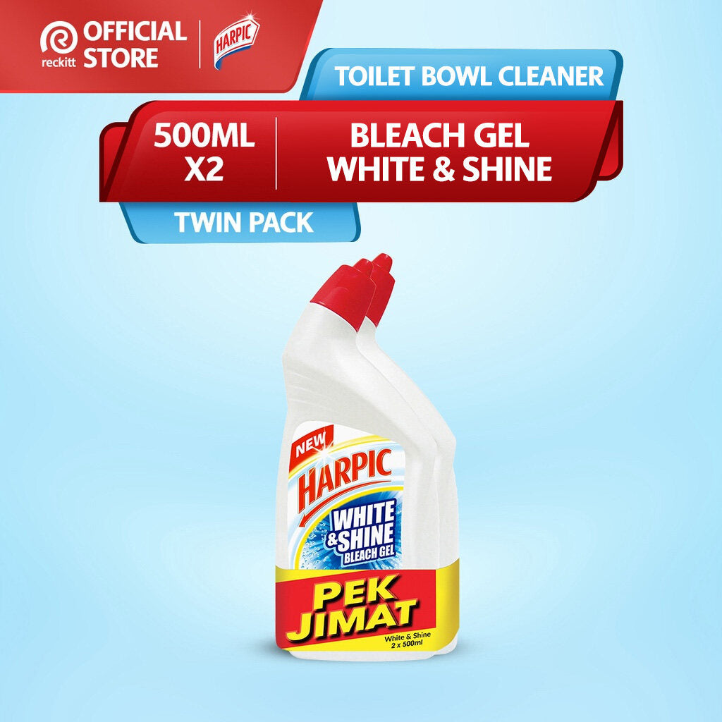 Harpic White & Shine (500mlx2) Disinfectant Toilet Bowl Cleaner White&Shine Sparkle