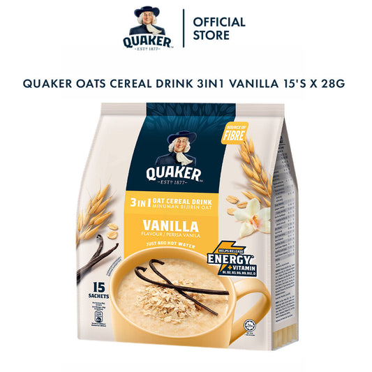 Quaker Oat Cereal Drink 3in1 Vanilla 15's x 28g