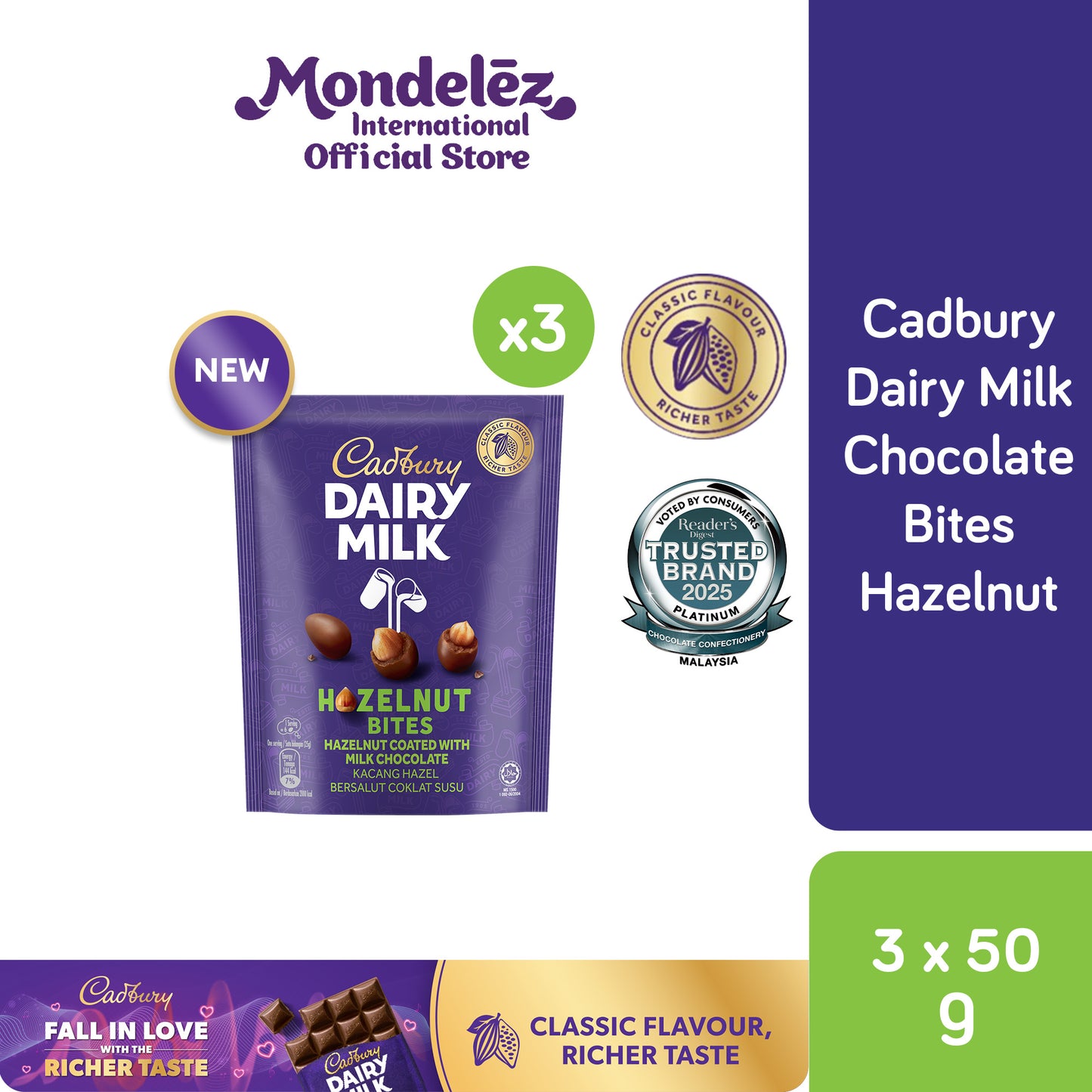 [CARTON DEAL] CDM BITES HAZELNUT 50G (1 X 24 X 50G)