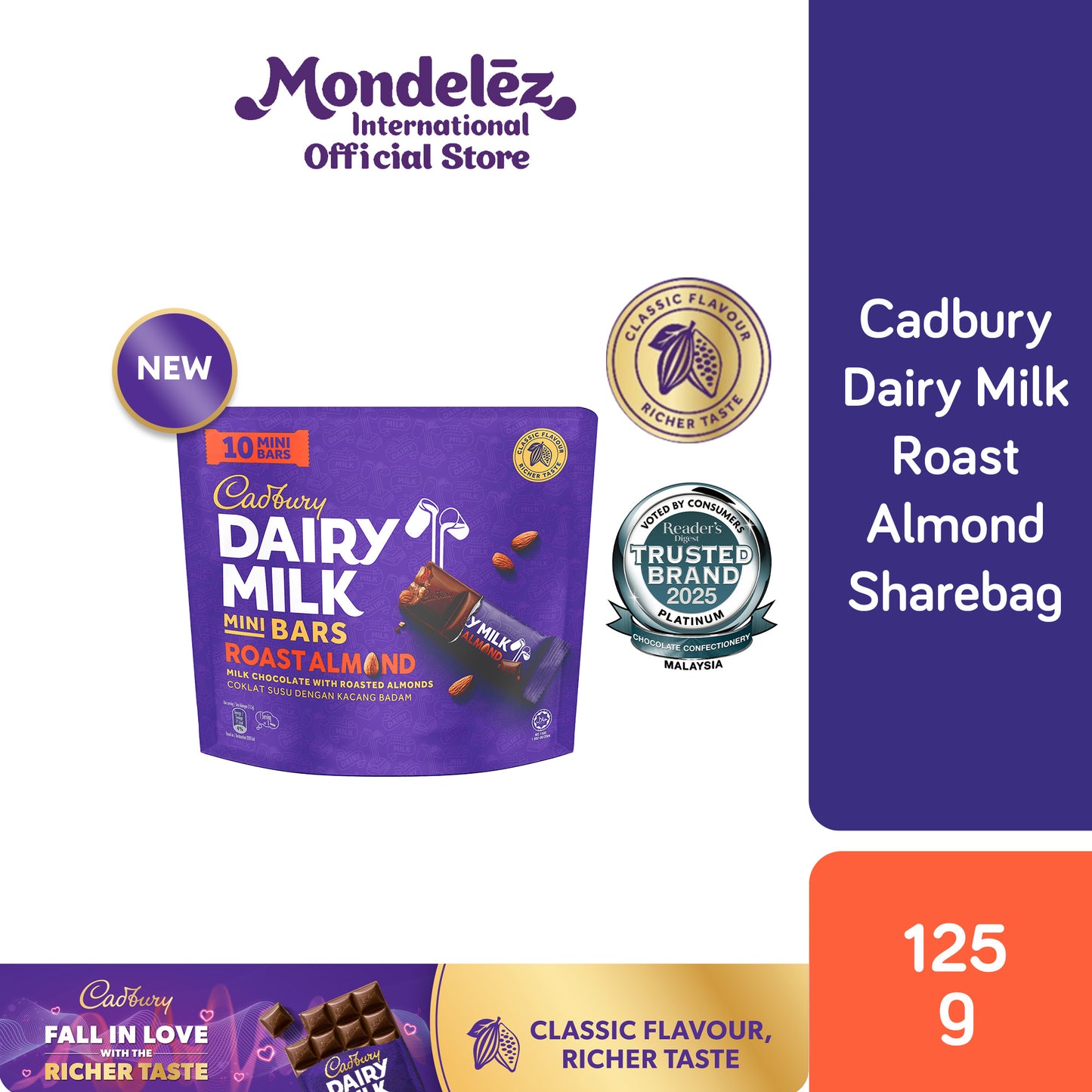 [CARTON DEAL] CDM ROAST ALMOND SHAREBAG 10S 16X125G (1 X 16 X 150G)