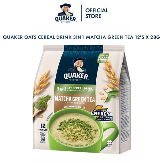 Quaker Oat Cereal Drink 3in1 Matcha Green Tea 12's x 28g