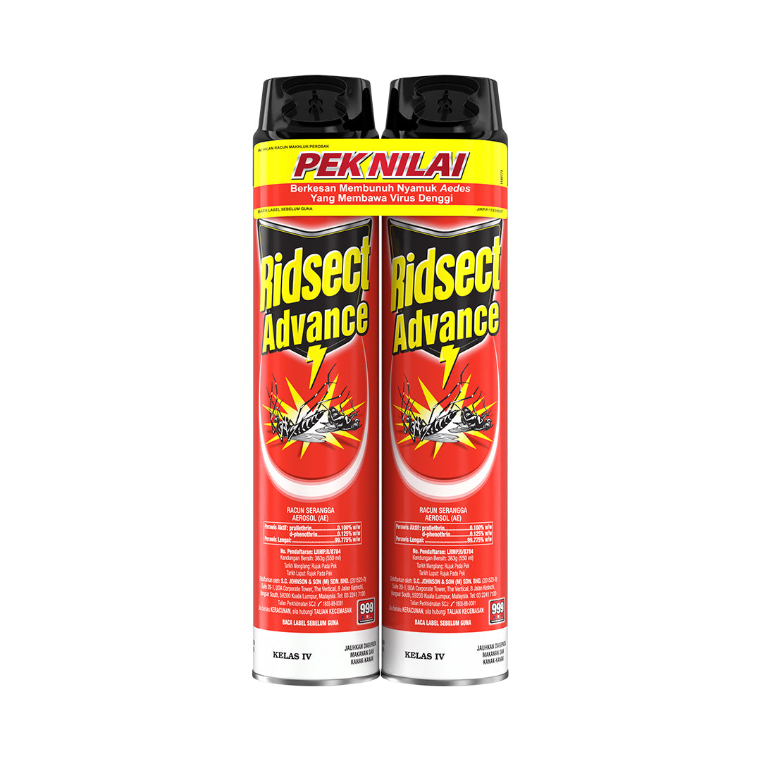 [CARTON DEAL] Ridsect Advance Mosquito Killer Aerosol Spray Twinpack (12 x 2 x 550ml)
