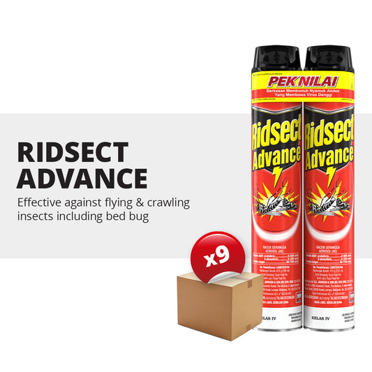 [CARTON DEAL] Ridsect Advance Mosquito Killer Aerosol Spray Twinpack (9 x 2 x 720ml)