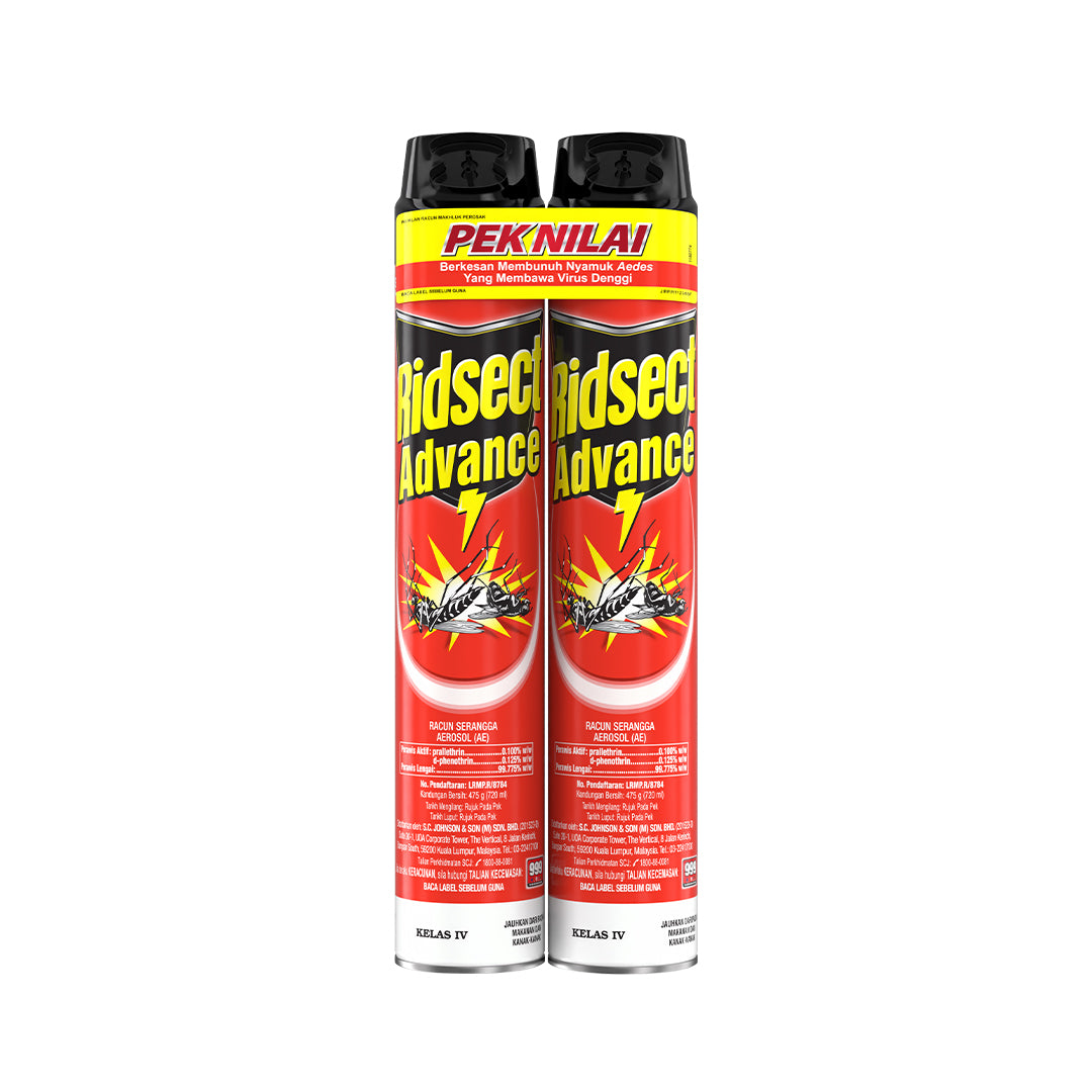 [CARTON DEAL] Ridsect Advance Mosquito Killer Aerosol Spray Twinpack (9 x 2 x 720ml)