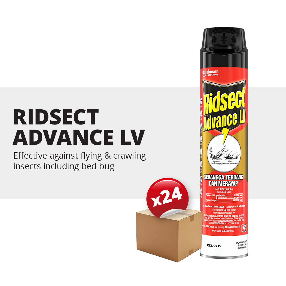 [CARTON DEAL] Ridsect Advance LV Insect/Mosquito/Cockroach Killer Aerosol Spray (24 X 525ml)