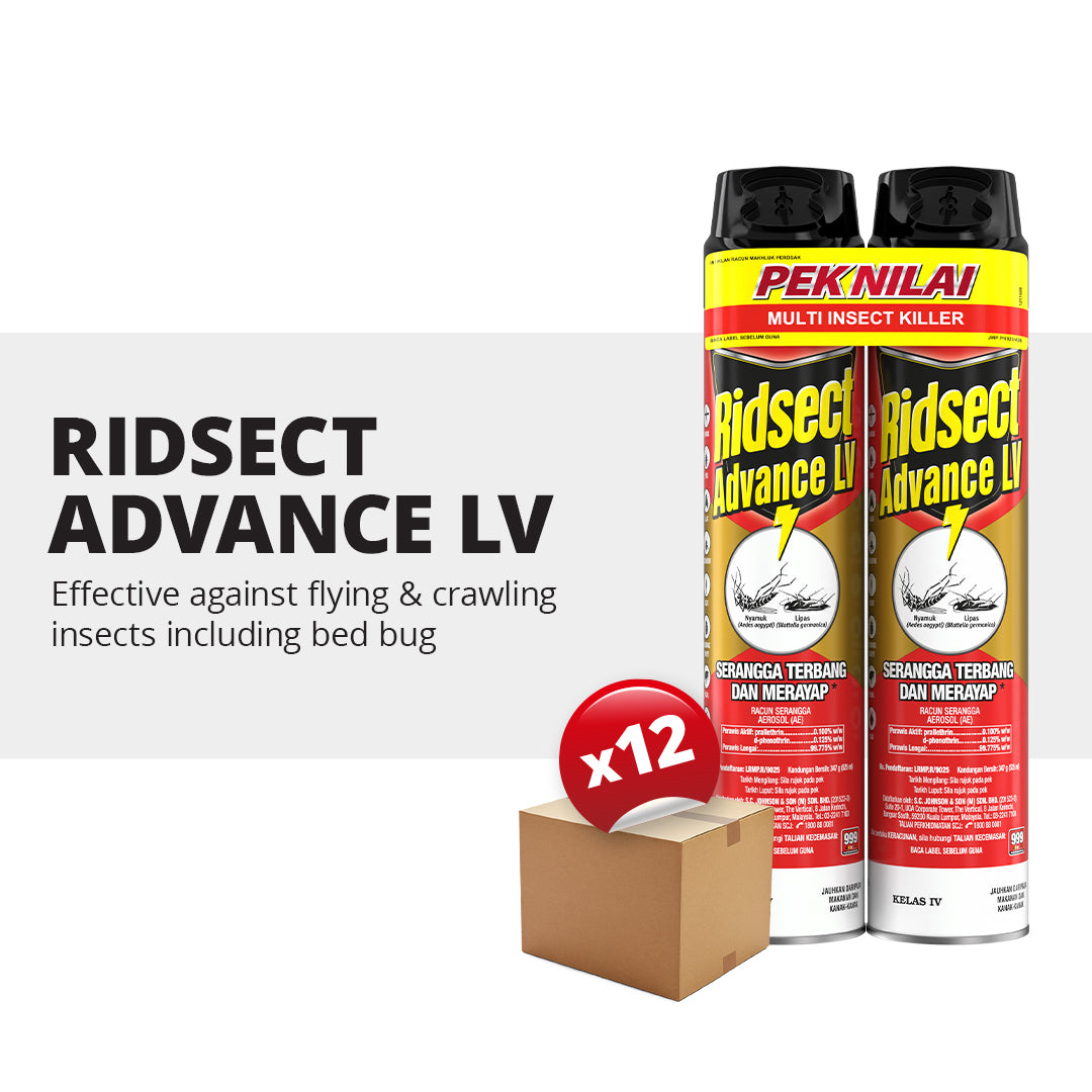 [CARTON DEAL] Ridsect Advance LV Insect/Mosquito/Cockroach Killer Aerosol Spray Twinpack (12 x 2 x 525ml)
