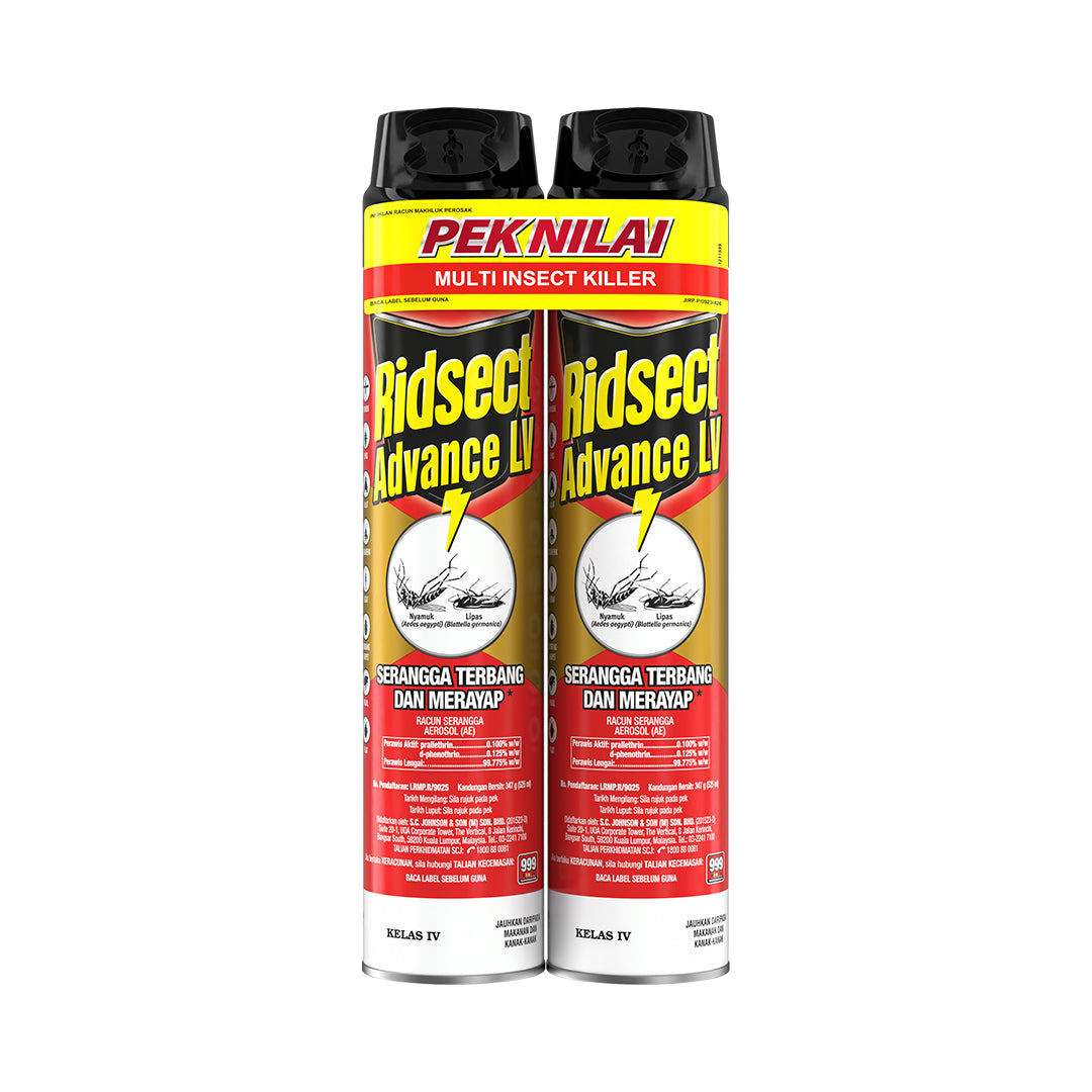 [CARTON DEAL] Ridsect Advance LV Insect/Mosquito/Cockroach Killer Aerosol Spray Twinpack (12 x 2 x 525ml)
