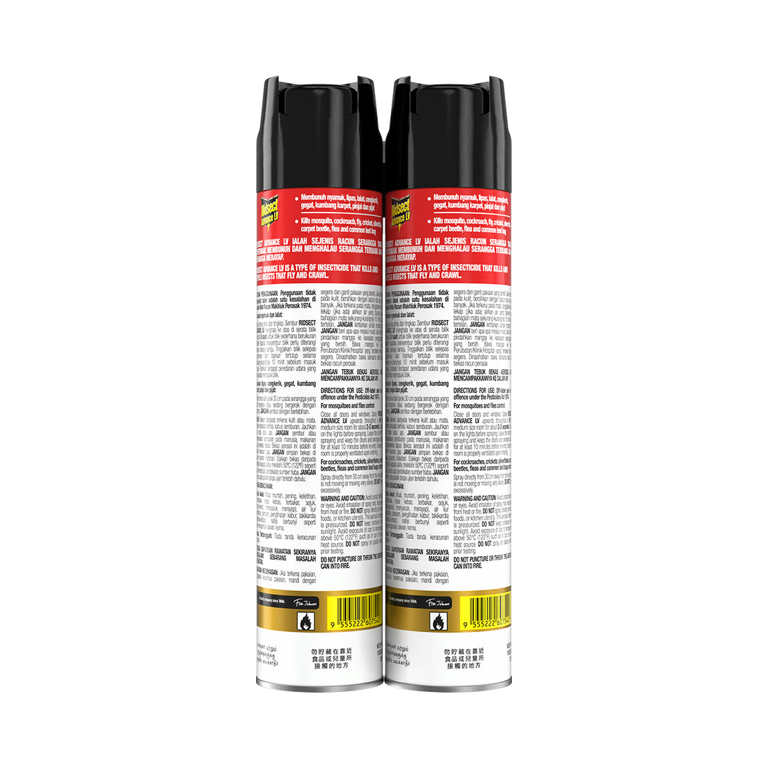 [CARTON DEAL] Ridsect Advance LV Insect/Mosquito/Cockroach Killer Aerosol Spray Twinpack (12 x 2 x 525ml)