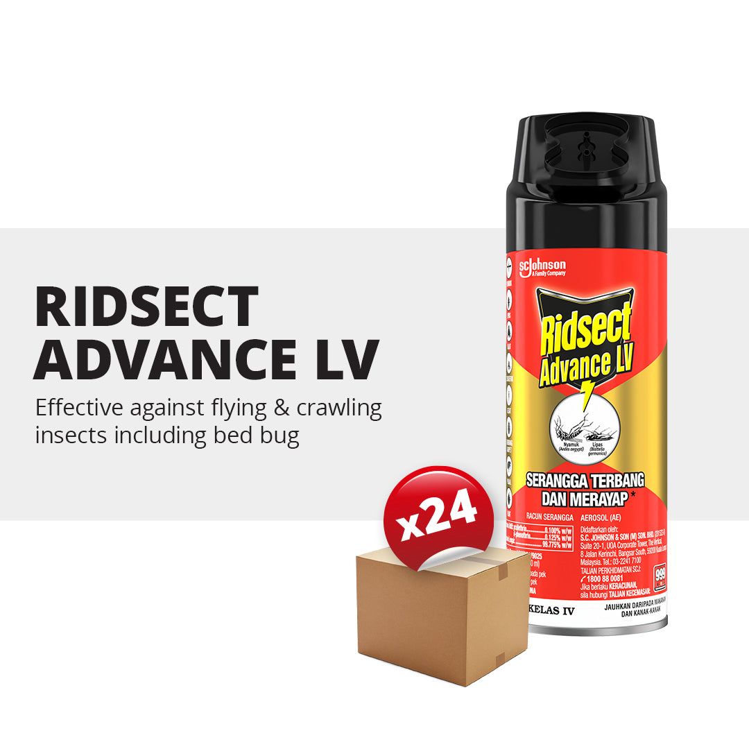 [CARTON DEAL] Ridsect Advance LV Insect/Mosquito/Cockroach Killer Aerosol Spray (24 x 250ml)