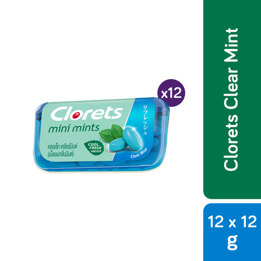 [CARTON DEAL] CLORETS CLEAR MINT 12G (20 X 12 X 12G)