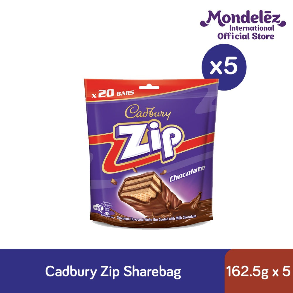 [CARTON DEAL] CADBURY ZIP CHOC SHAREBAG 16X160G (1 X 16 X 160G)