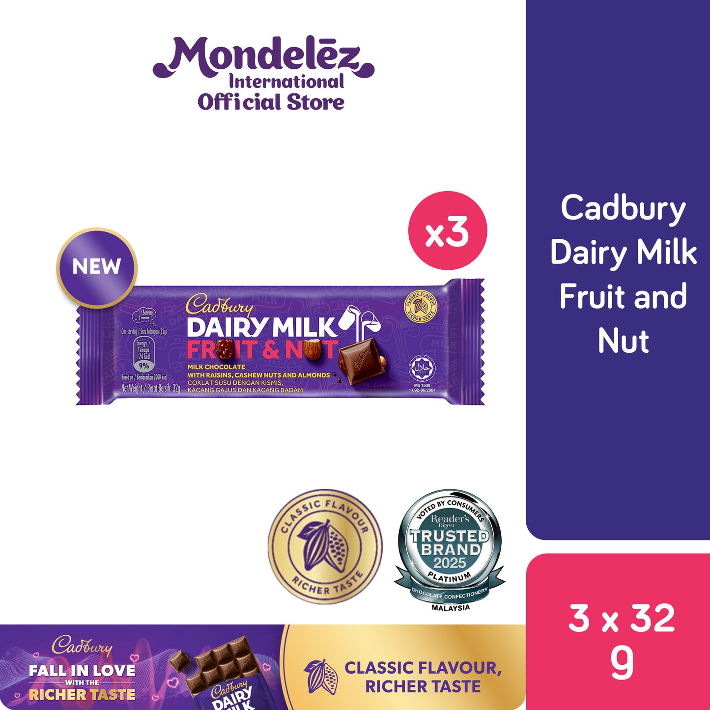 [CARTON DEAL] CDM FRUIT & NUT 32G (12 X 24 X 32G)