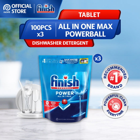 [Carton Deal] Finish All in One Max Power Ball Dishwasher Cleaning Tablets (100 Pcs x 3)