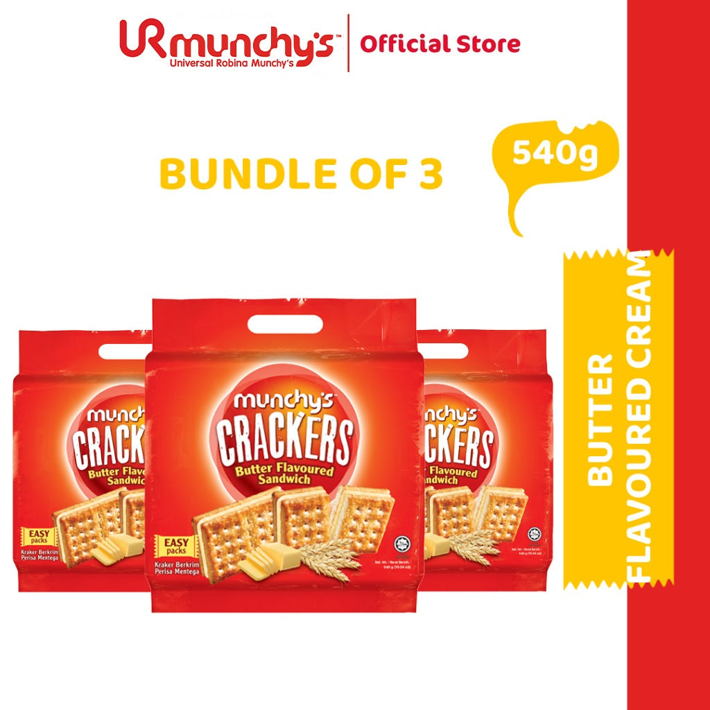 Munchy's Crackers Butter Flavoured Cream Sandwich Biscuit 540g x 3