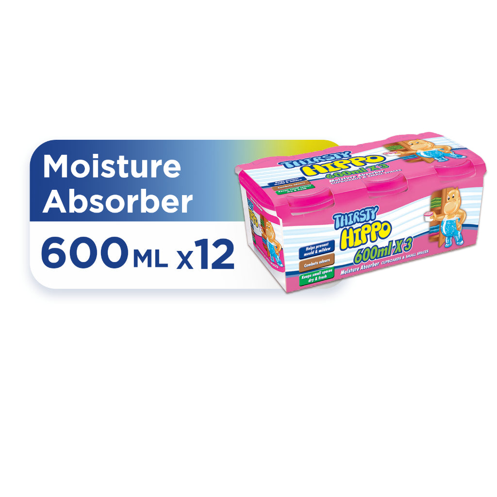 [BUY 10 FREE 2] Thirsty Hippo Dehumidifier Moisture Absorber (600ml x 3) [Value Pack] x 12sets