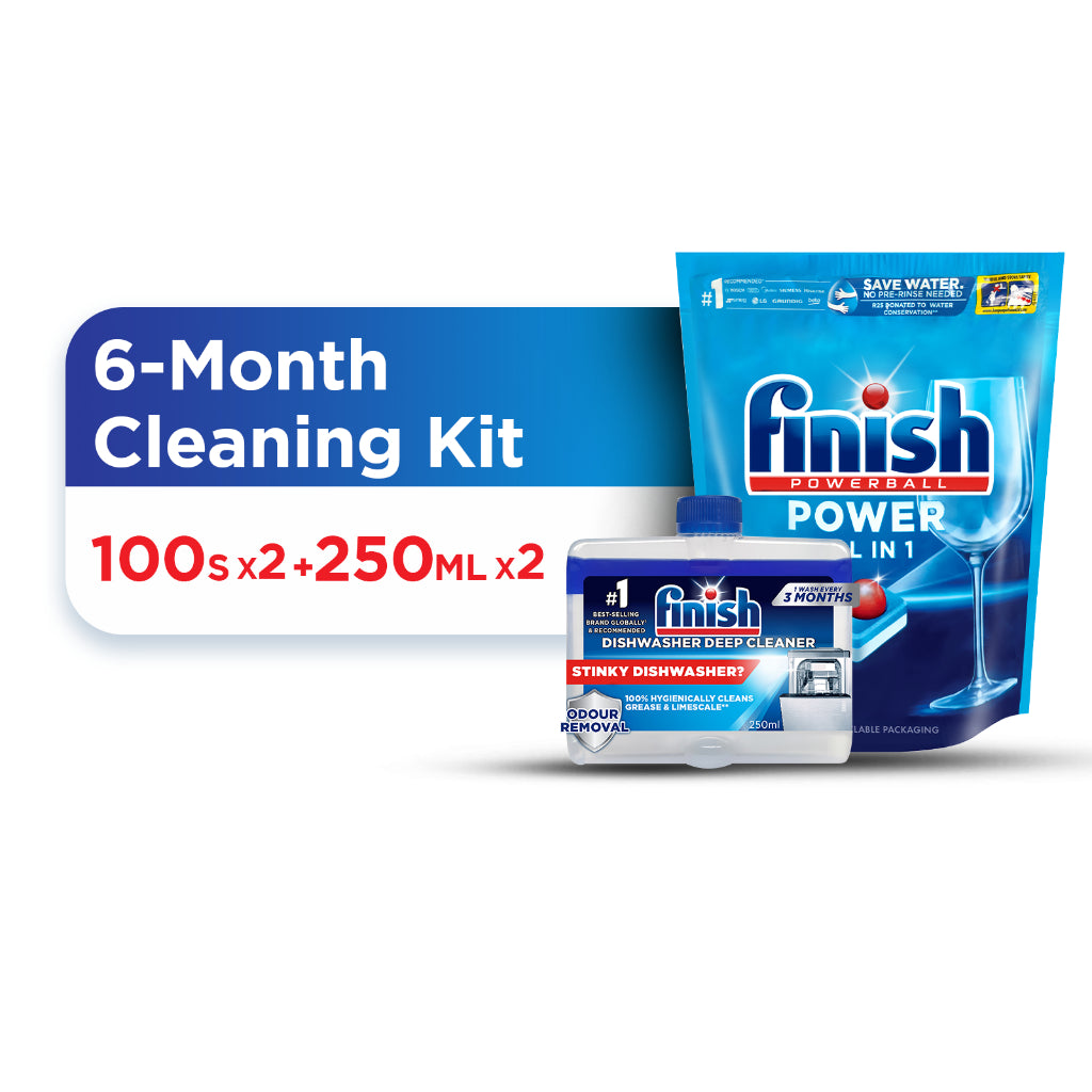 Finish 6 Months Supply Dishwasher Cleaning Kit (100 x2pcs + Machine Cleaner 250ml x2pcs)