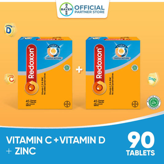 Redoxon Triple Action Effervescent Orange Tablets (2 packs x 45 tablets)