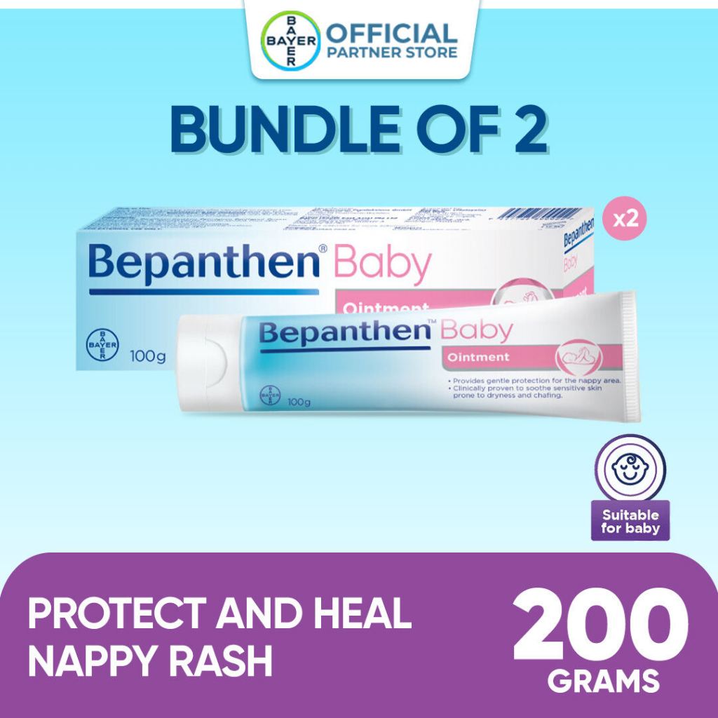 [Bundle of 2] Bepanthen Baby Ointment 100G - Protects & Heals Nappy Rash