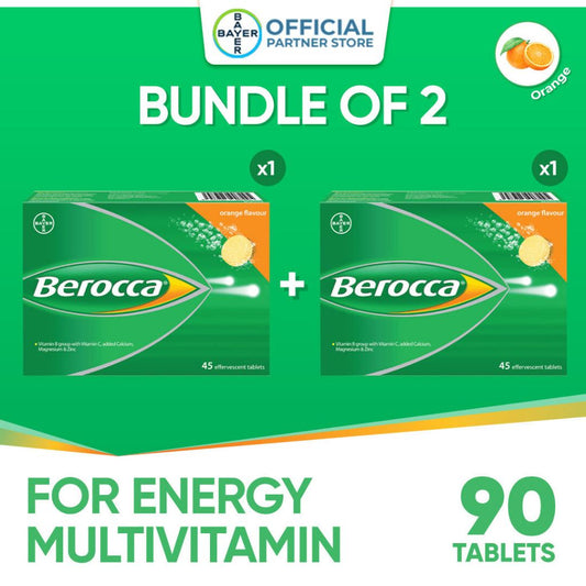 Berocca Orange Effervescent Tablets Multivitamin (2 packs x 45 tablets)  [EXP FEB 2025]