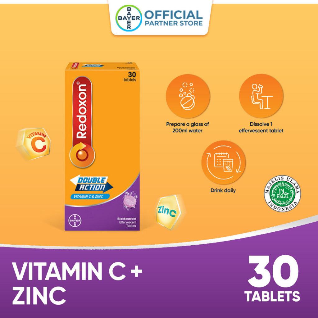[Limited Time Deal] Redoxon Double Action Effervescent Blackcurrant Tablets (30's)