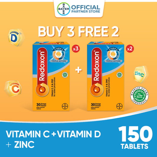 [Buy 3 Free 2] Redoxon Triple Action Effervescent Orange Tablets 30's x 5 packs